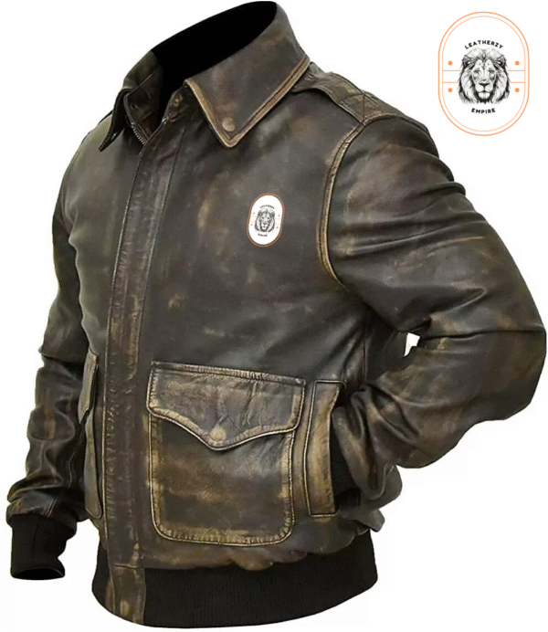 Leatherzy Empire - Distressed Bomber Leather Jacket - Image 3
