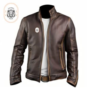 Men’s Vintage Café Racer Motorcycle Brown Leather Jacket - Leatherzy Empire