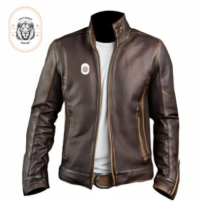 Men’s Vintage Café Racer Motorcycle Brown Leather Jacket - Leatherzy Empire